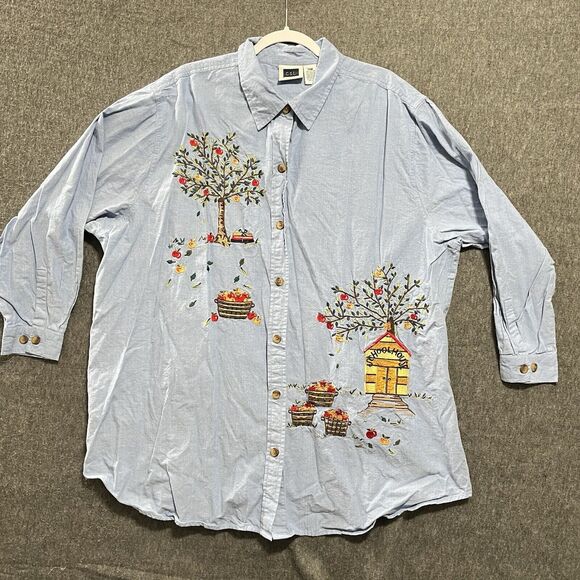 C.S.T. Sport Schoolhouse Embroidered Button Down Vintage Shirt, Size 24W, Autumn - Picture 1 of 7